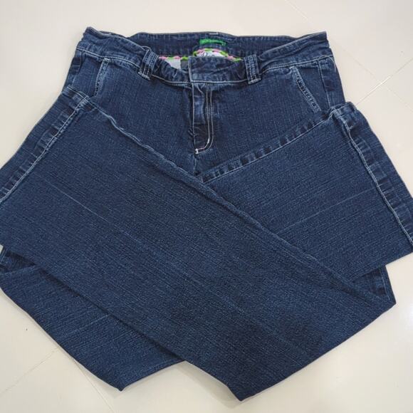 Lilly Pulitzer Vintage Palm Beach Fit Flare Jeans Women's 8 Dark Wash Stretch - Picture 5 of 7